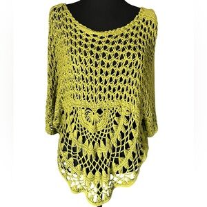 ONE WORLD Open Weave Sweater - Lime Green